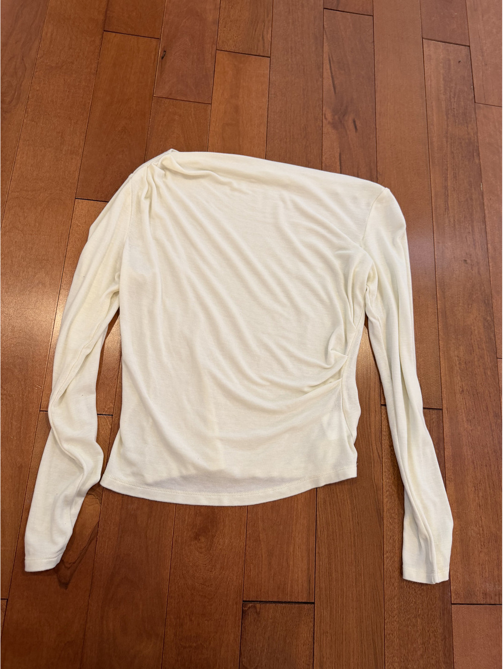 OAK + FORT Ivory Ruched Draped Long Sleeve Top S
